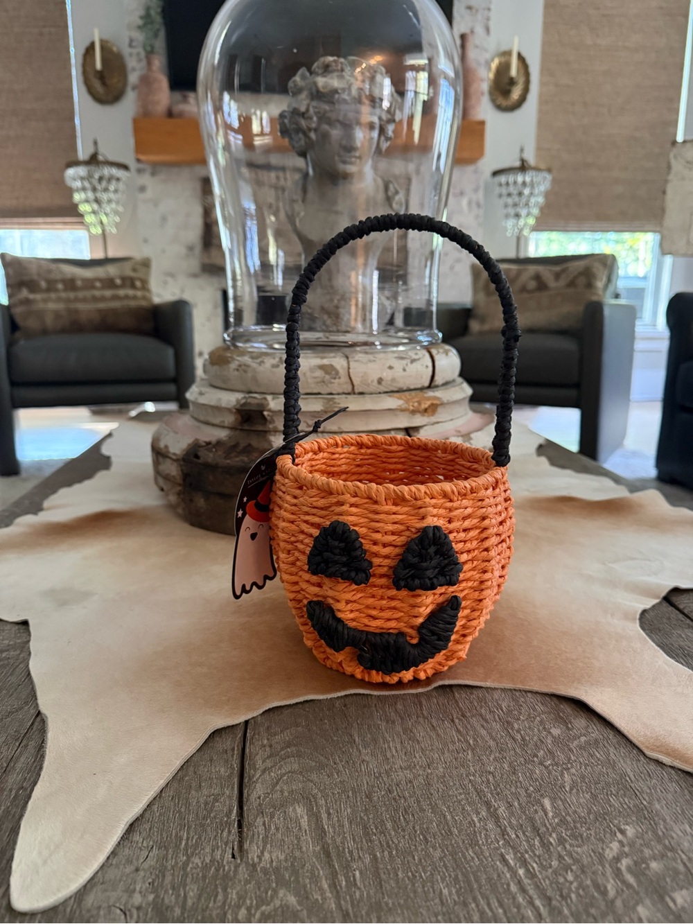 Brand NWT Handwoven Orange Pumpkin Basket